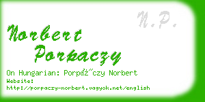 norbert porpaczy business card